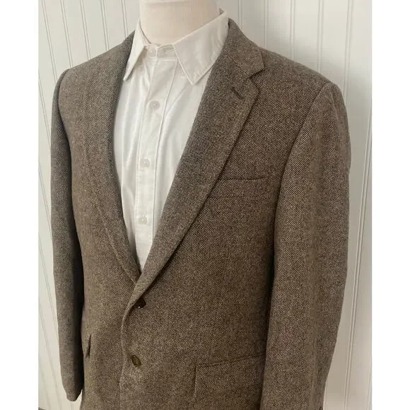 Men J. Crew Thompson 2-button wool tweed blazer suit jacket sport coat 44R